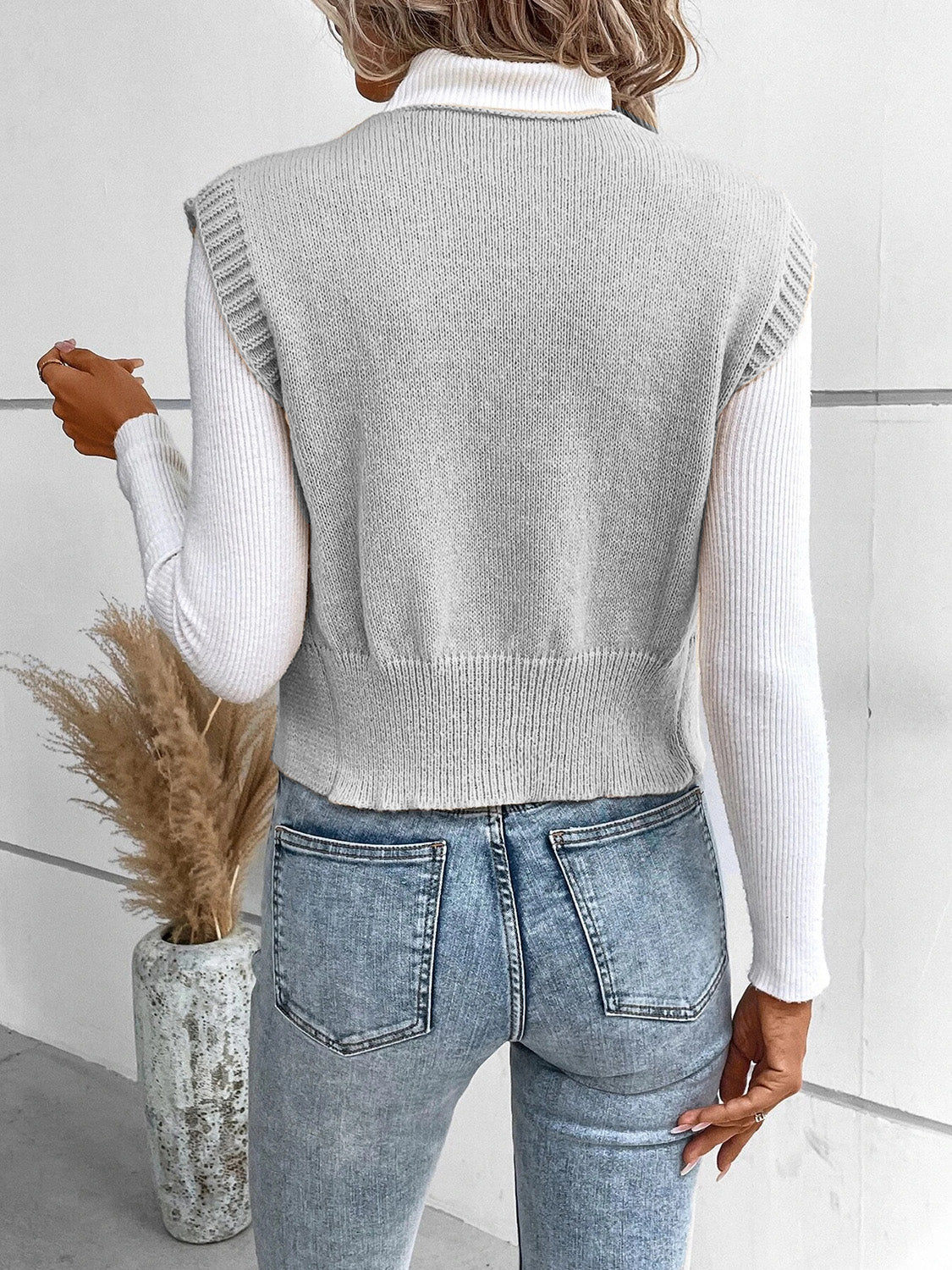 Button up V-neck sweater vest