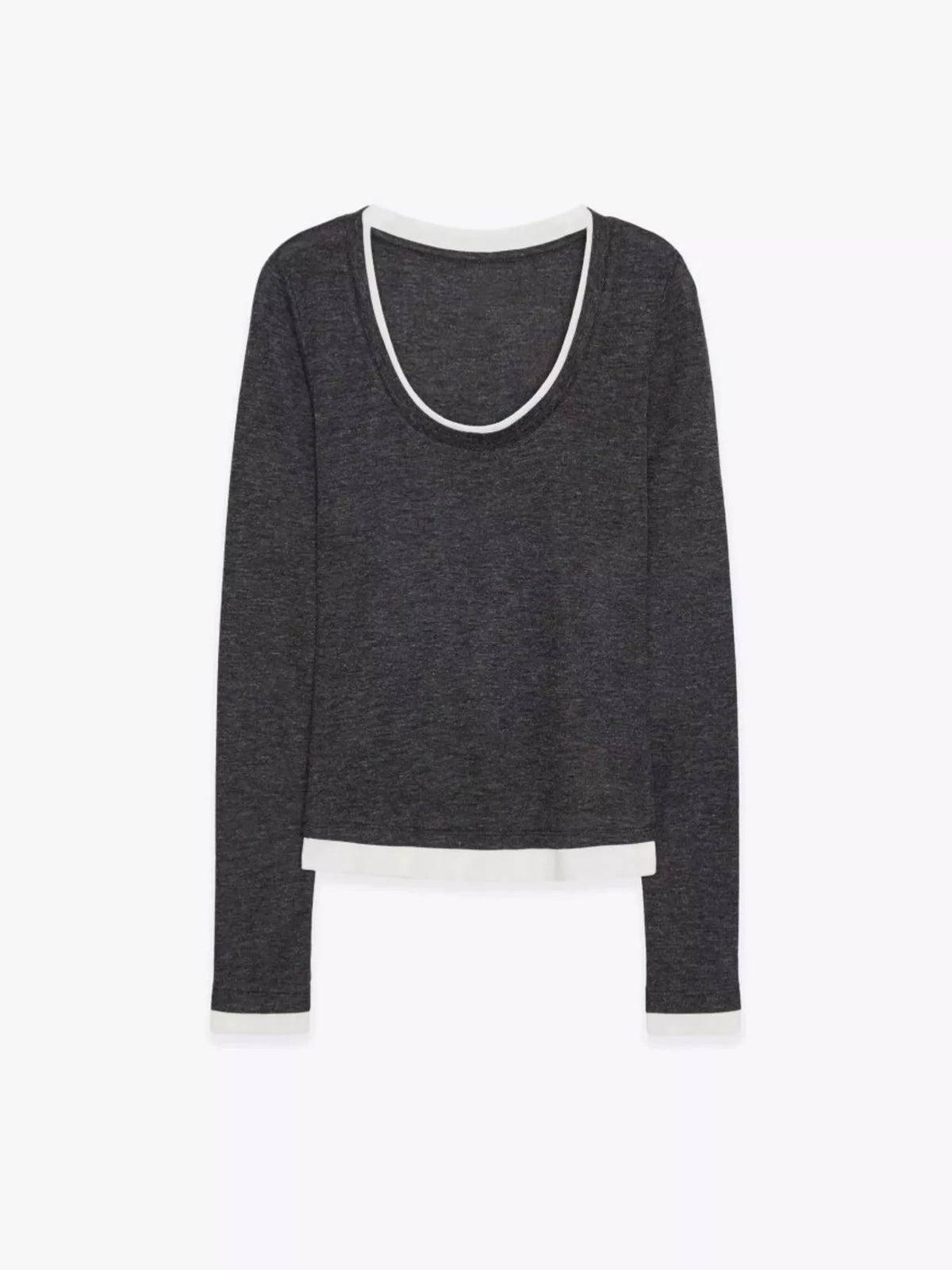 Layered look long-sleeve slim-fit T-shirt
