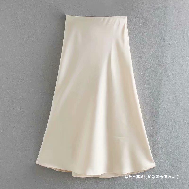 Satin midi skirt