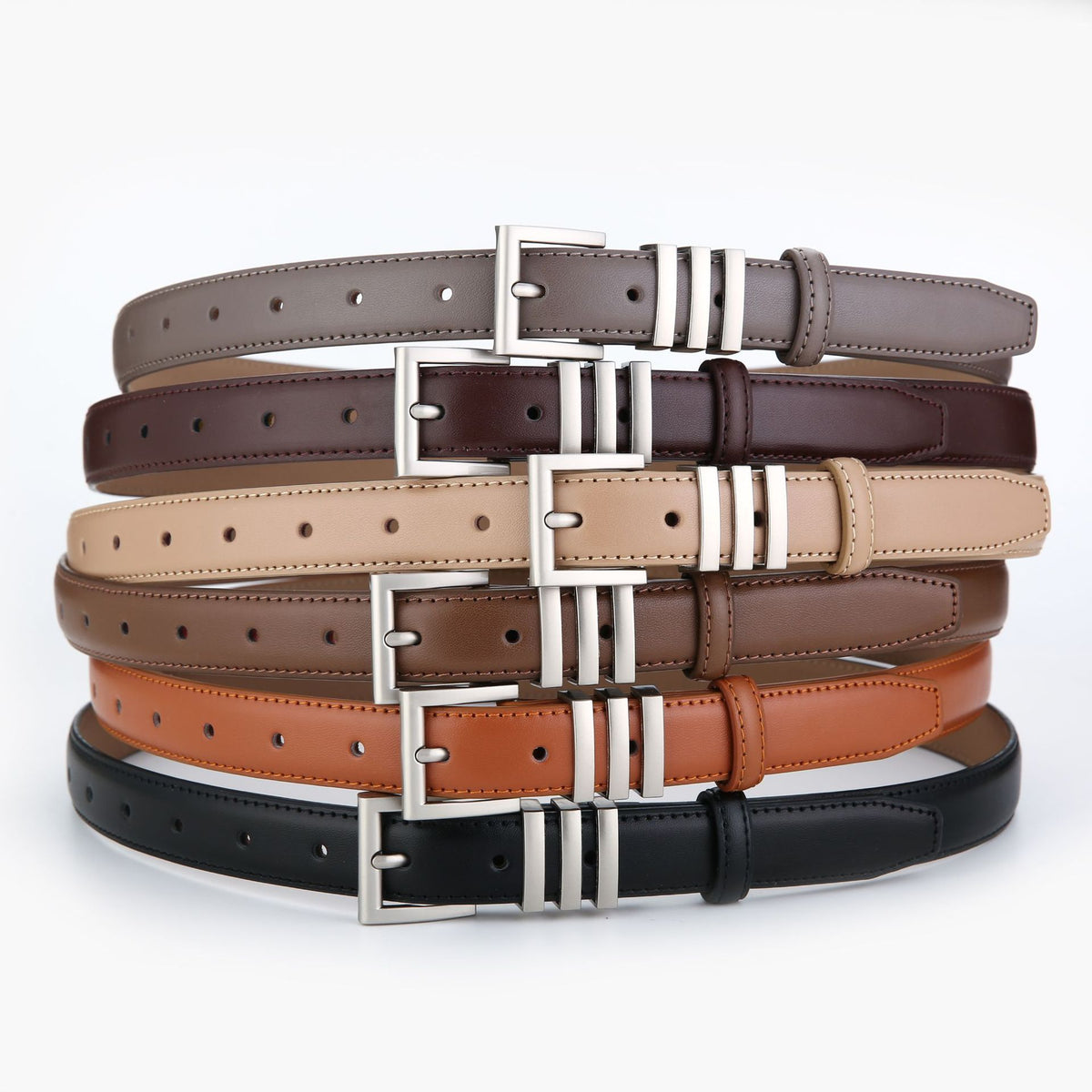 Triple keeper leather belt, combined view