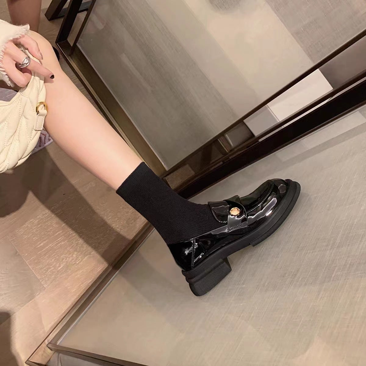 Chunky-heel leather loafers