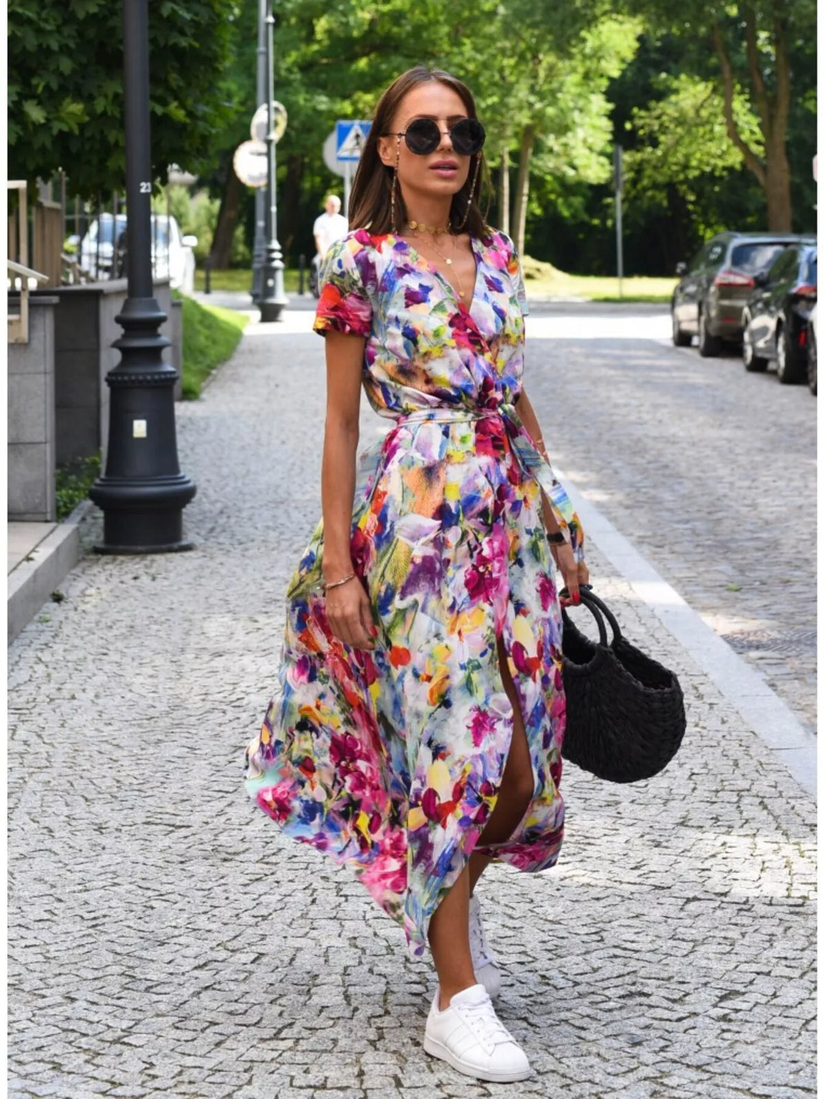 Surplice midi dress