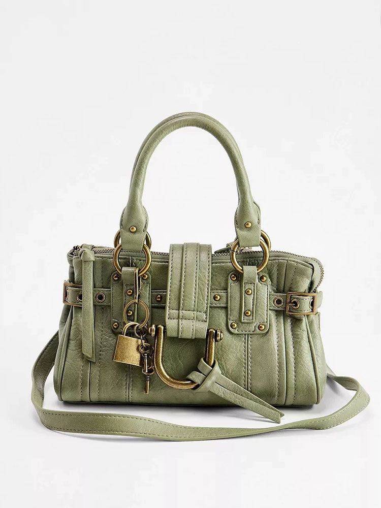 Buckled leather satchel