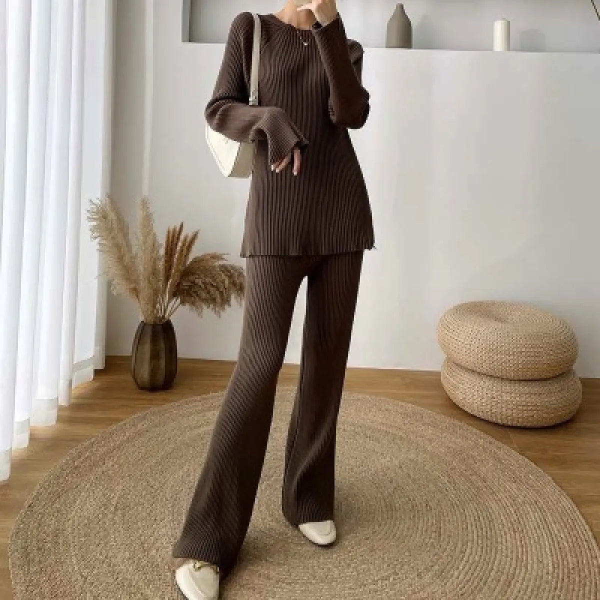 Deep rib lounge set, Coffee, standing, full length