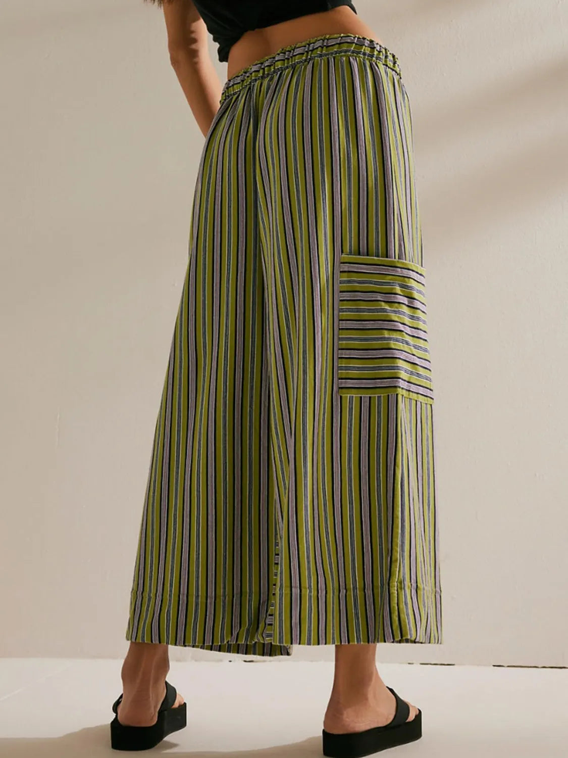 Contrast striped wide leg pants