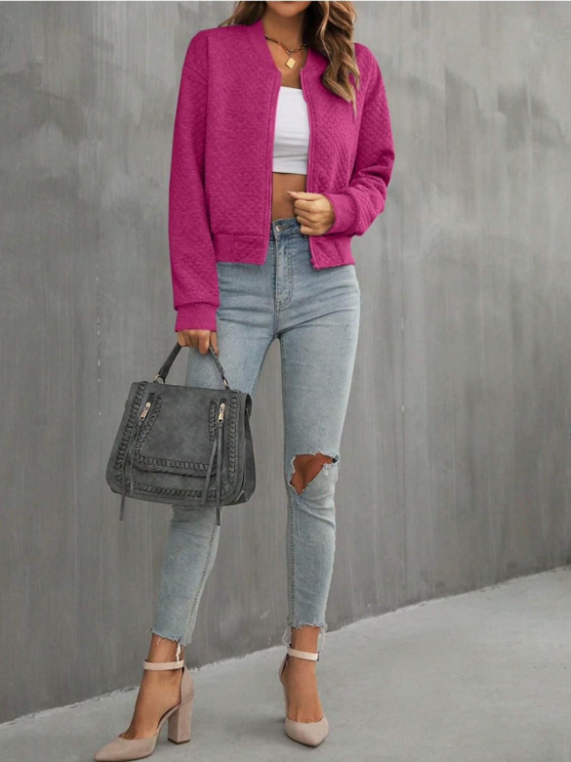 Zip up long sleeve jacket