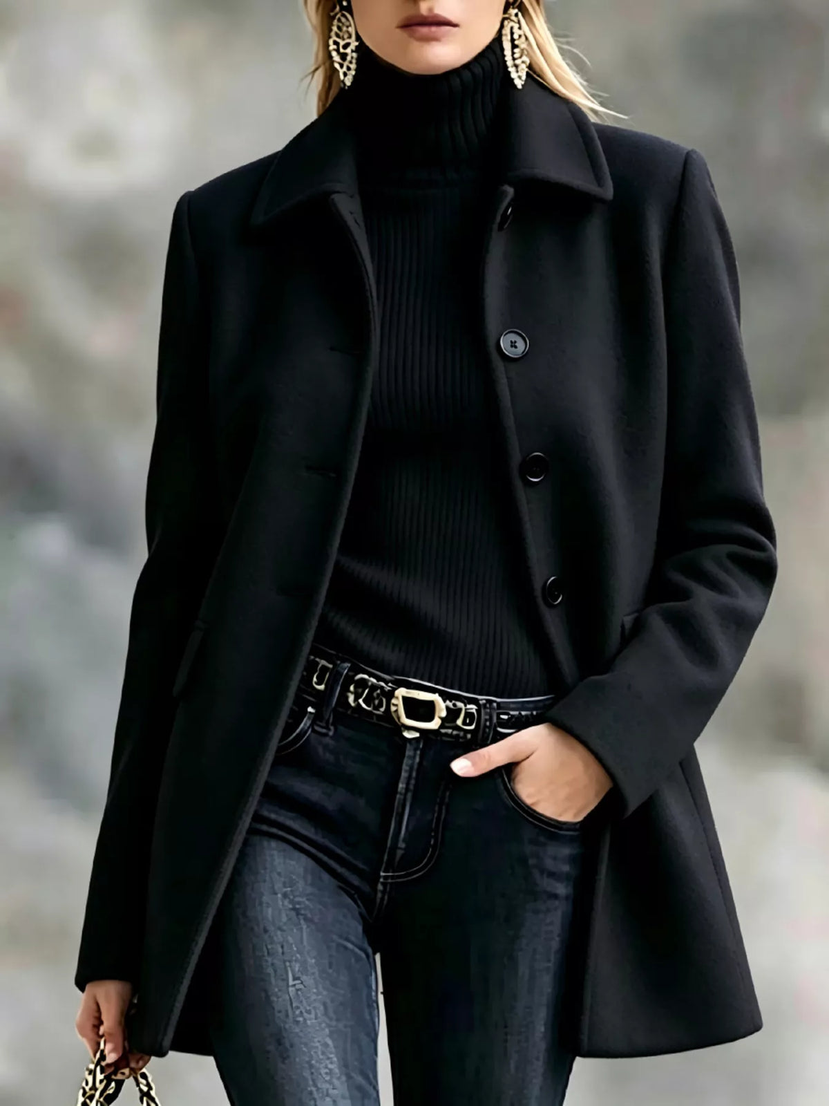 Collared button coat