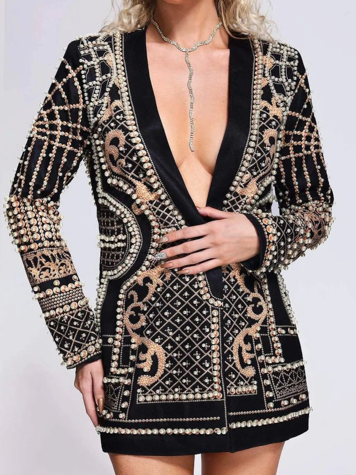 Pearl-button blazer