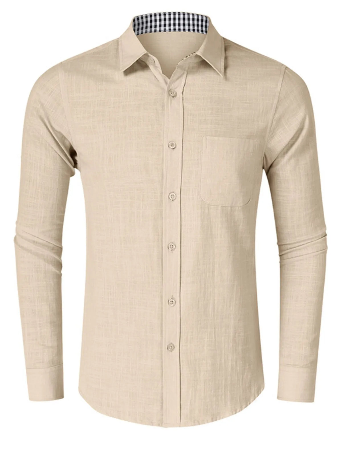 Button-down shirt with gingham contrast, Tan
