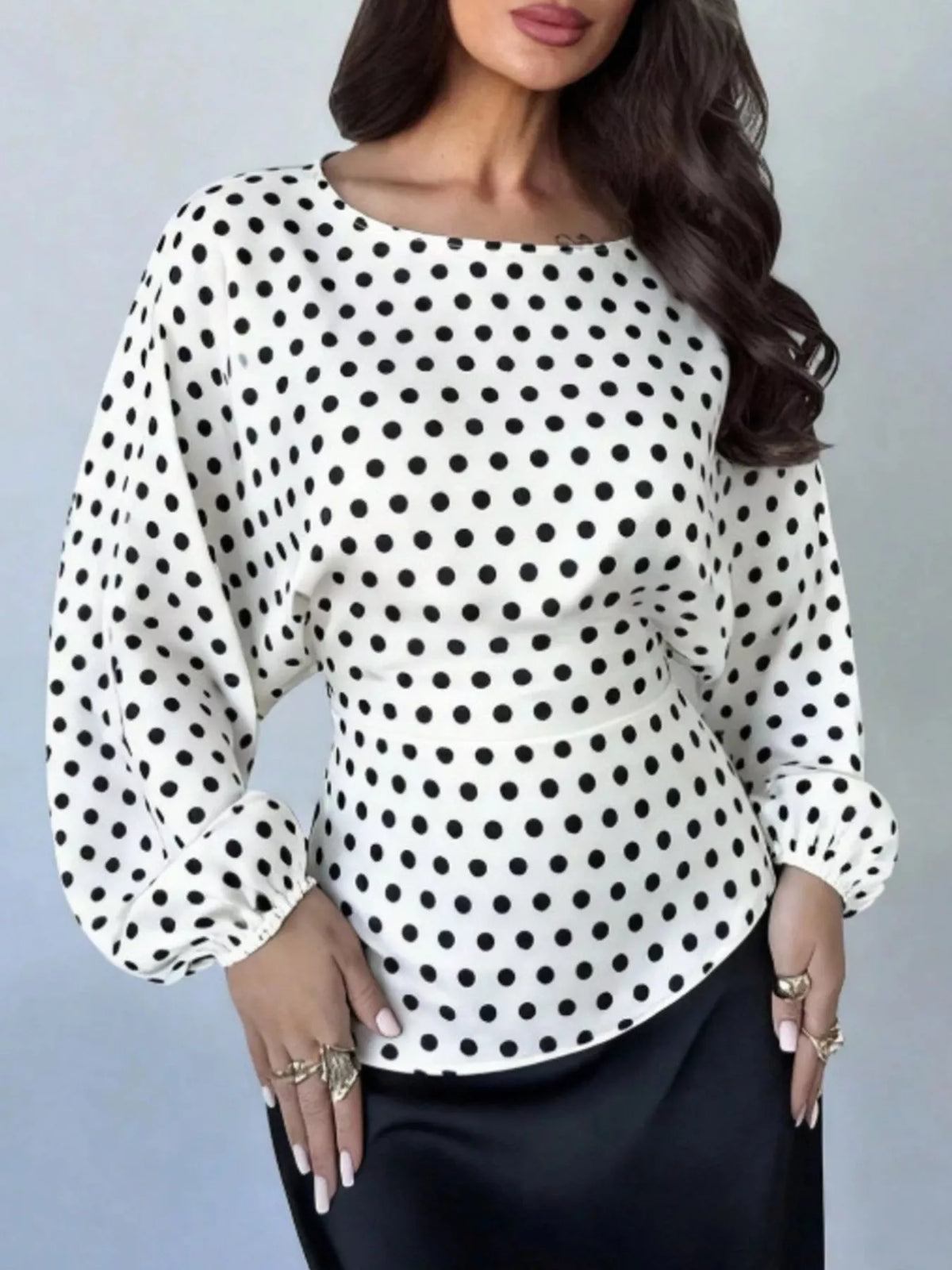 Back tie long sleeve blouse