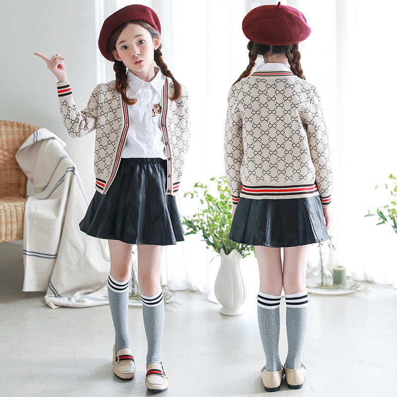 Girls' knit cardigan