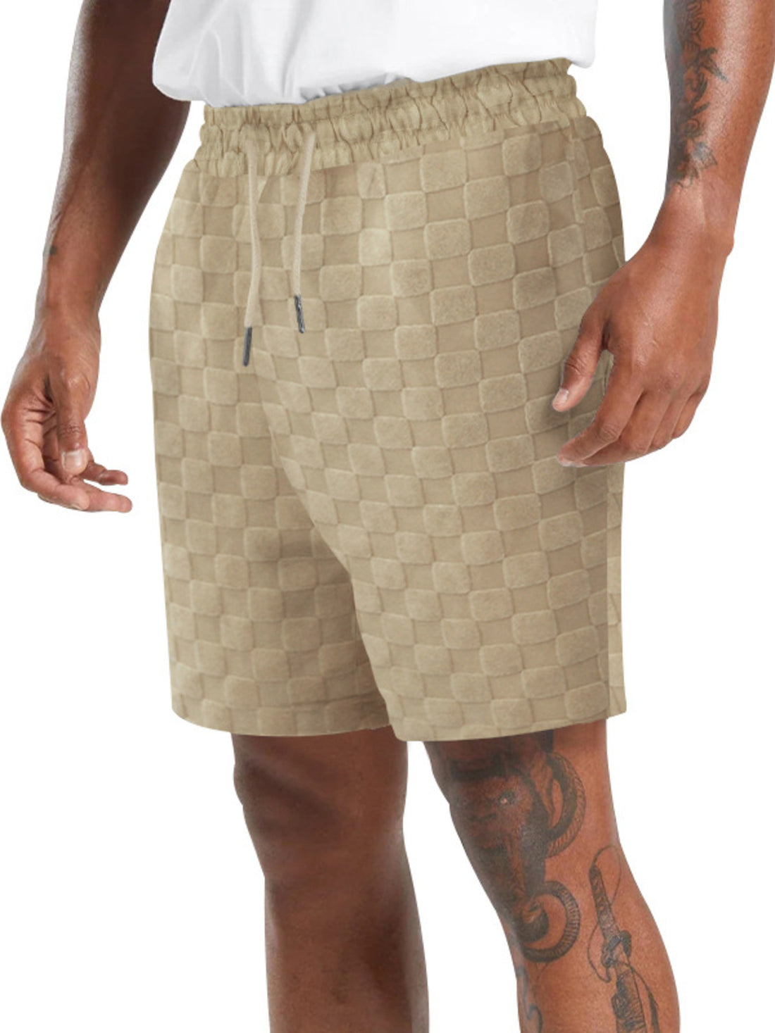 Textured Checkered Casual Shorts