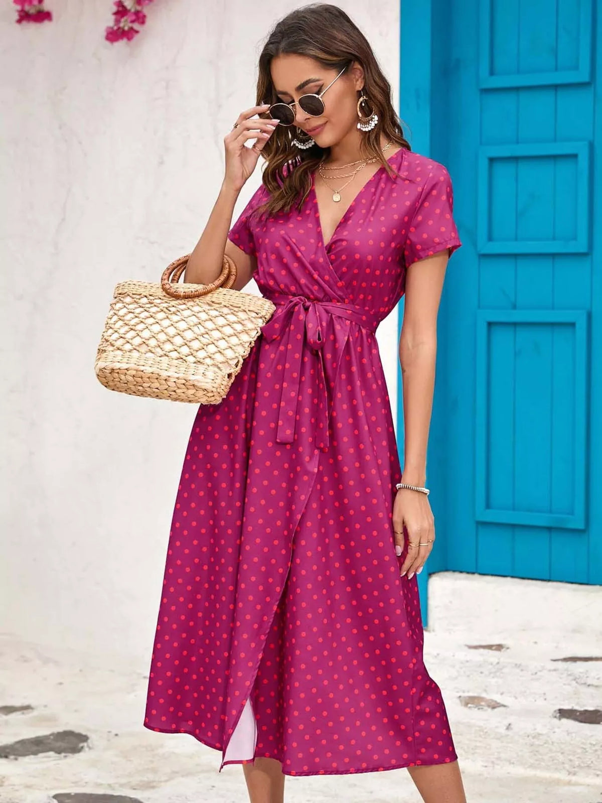 Surplice midi dress