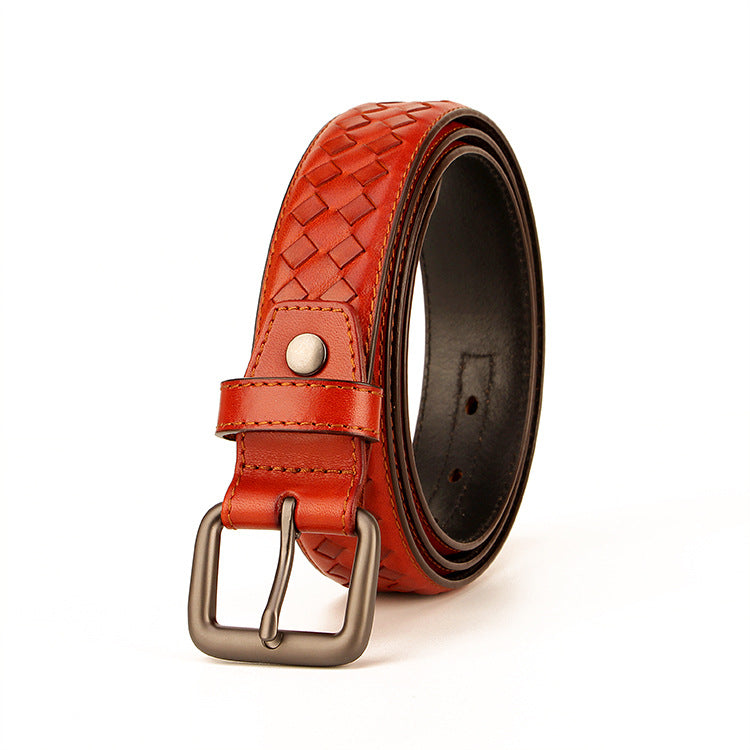 Woven leather belt