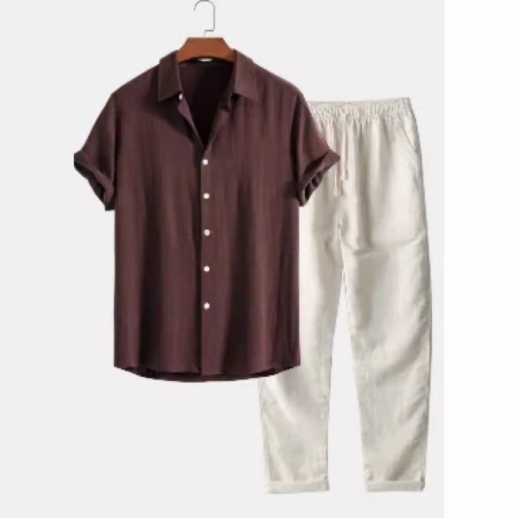 Cotton-linen shirt and trouser set
