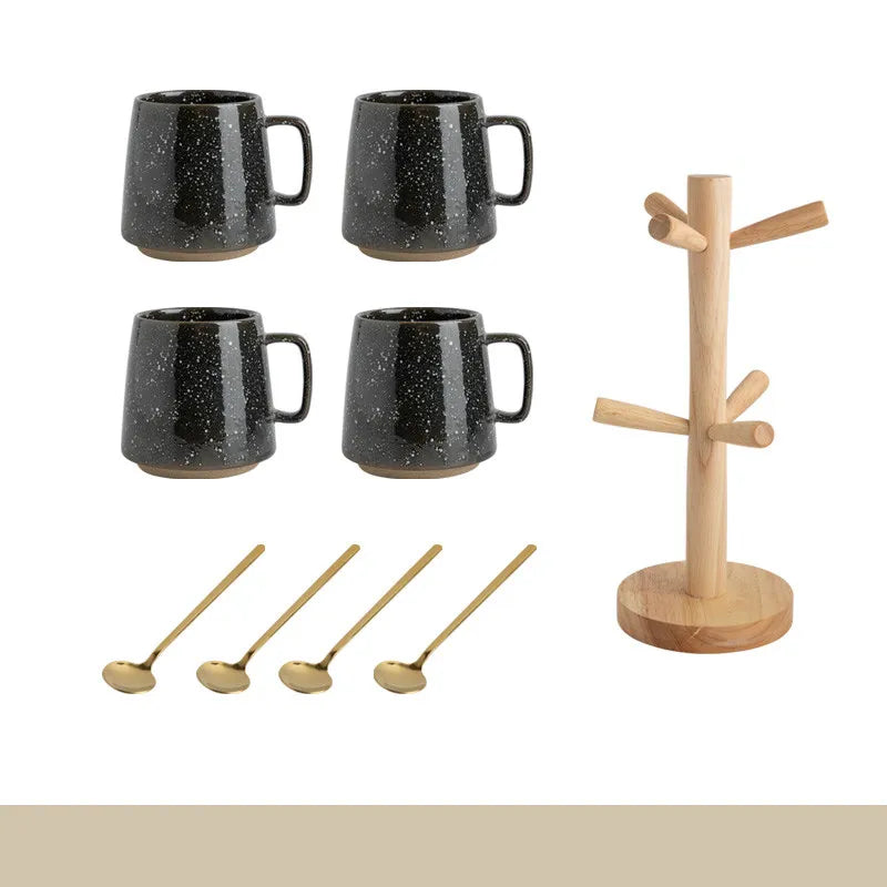 Speckled stoneware mug set