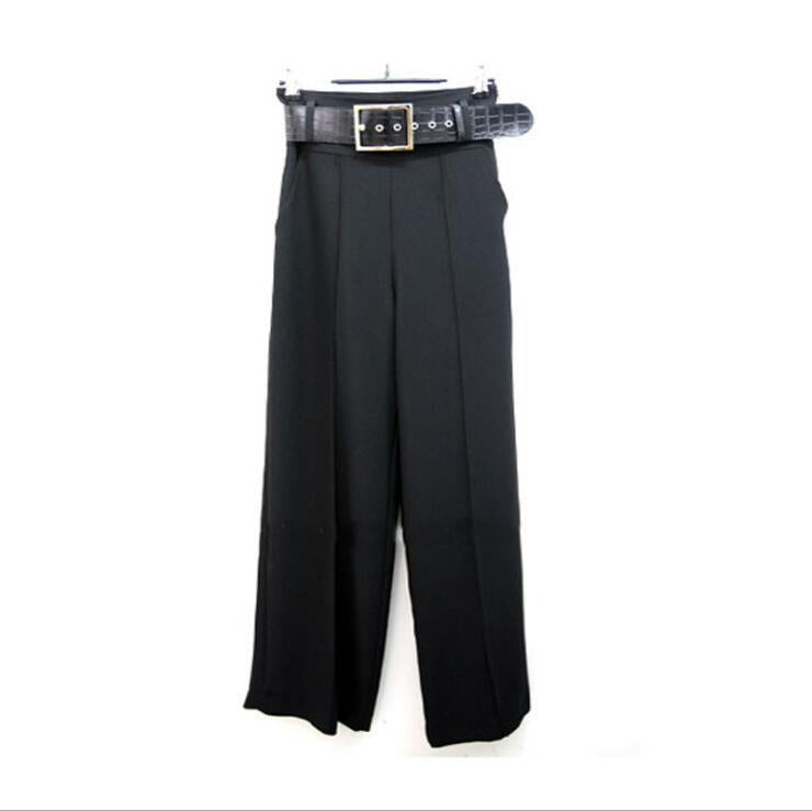 Tailored wide leg trousers, Black, flat