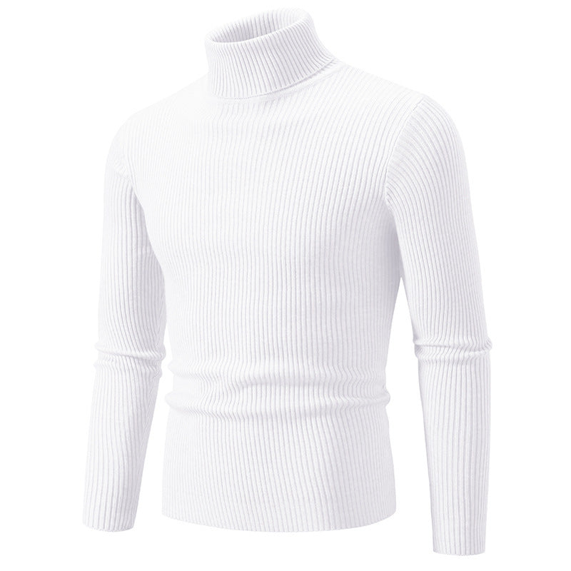 Retro Simple Solid Color Turtleneck Base Inner Wear Outer Wear Casual Men's Thin Slim Knit Sweater