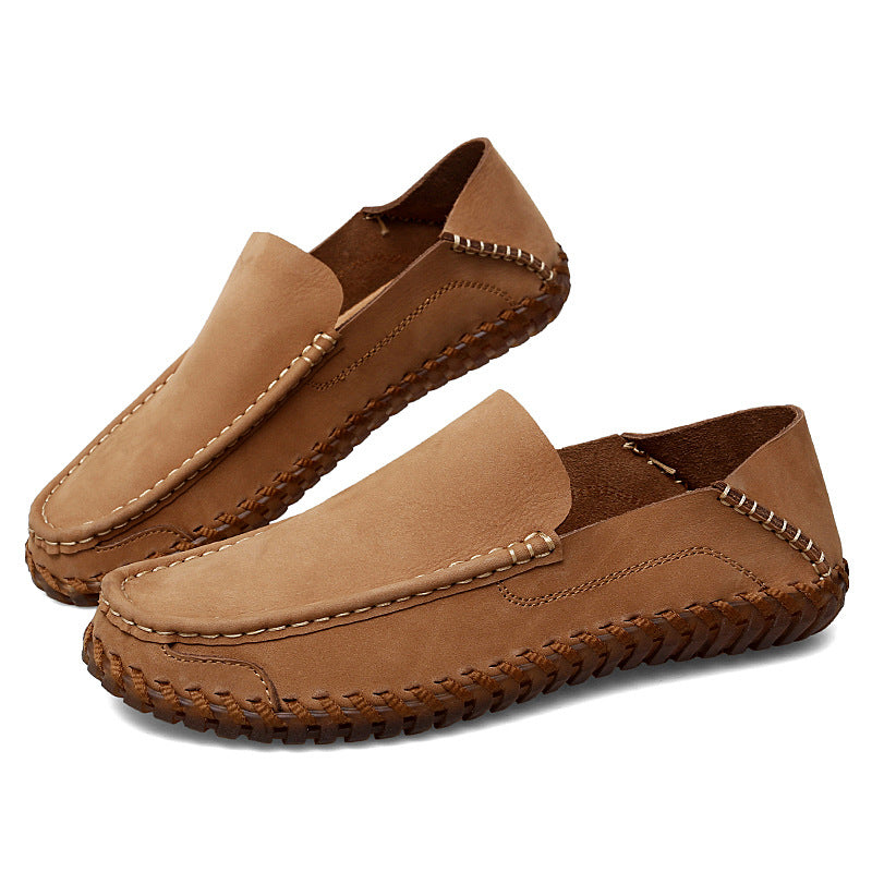 Moc toe driving loafers, Light brown, pair
