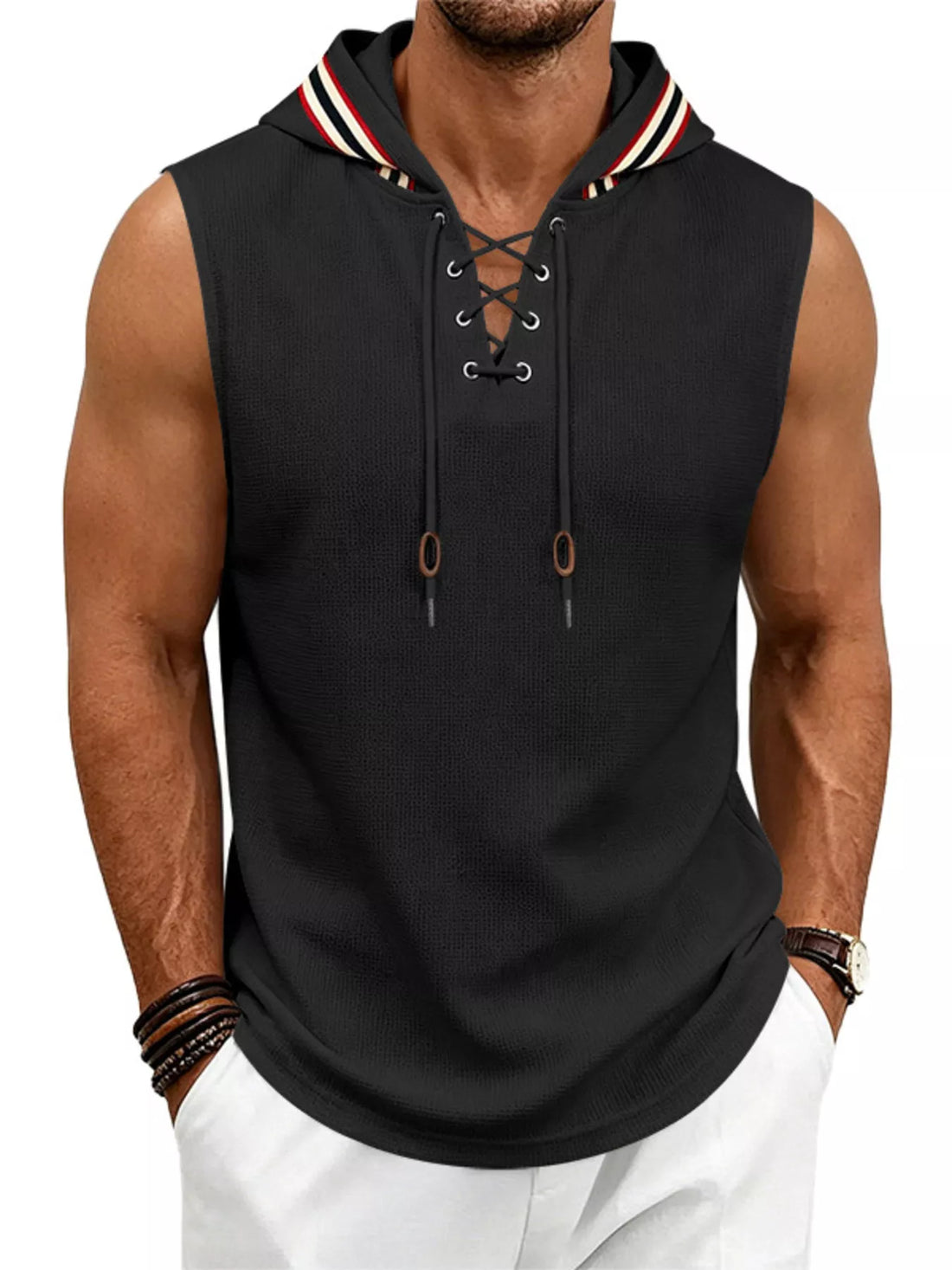 Lace Up Hooded Vest
