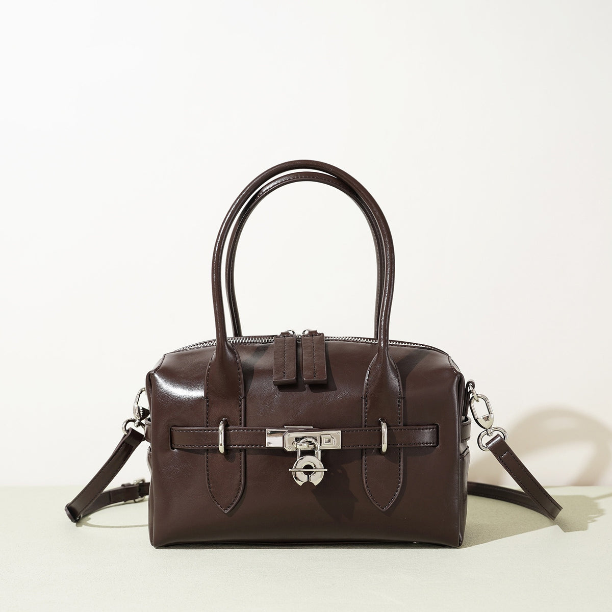 Leather padlock bowling bag