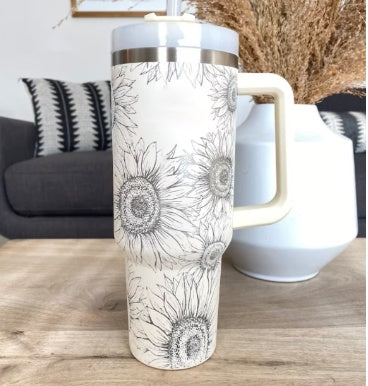 Gobelet isotherme de 113 cl avec poignée et paille, en acier inoxydable, anti-fuite, avec couvercle, idéal pour la voiture, la salle de sport, le bureau ou les voyages.