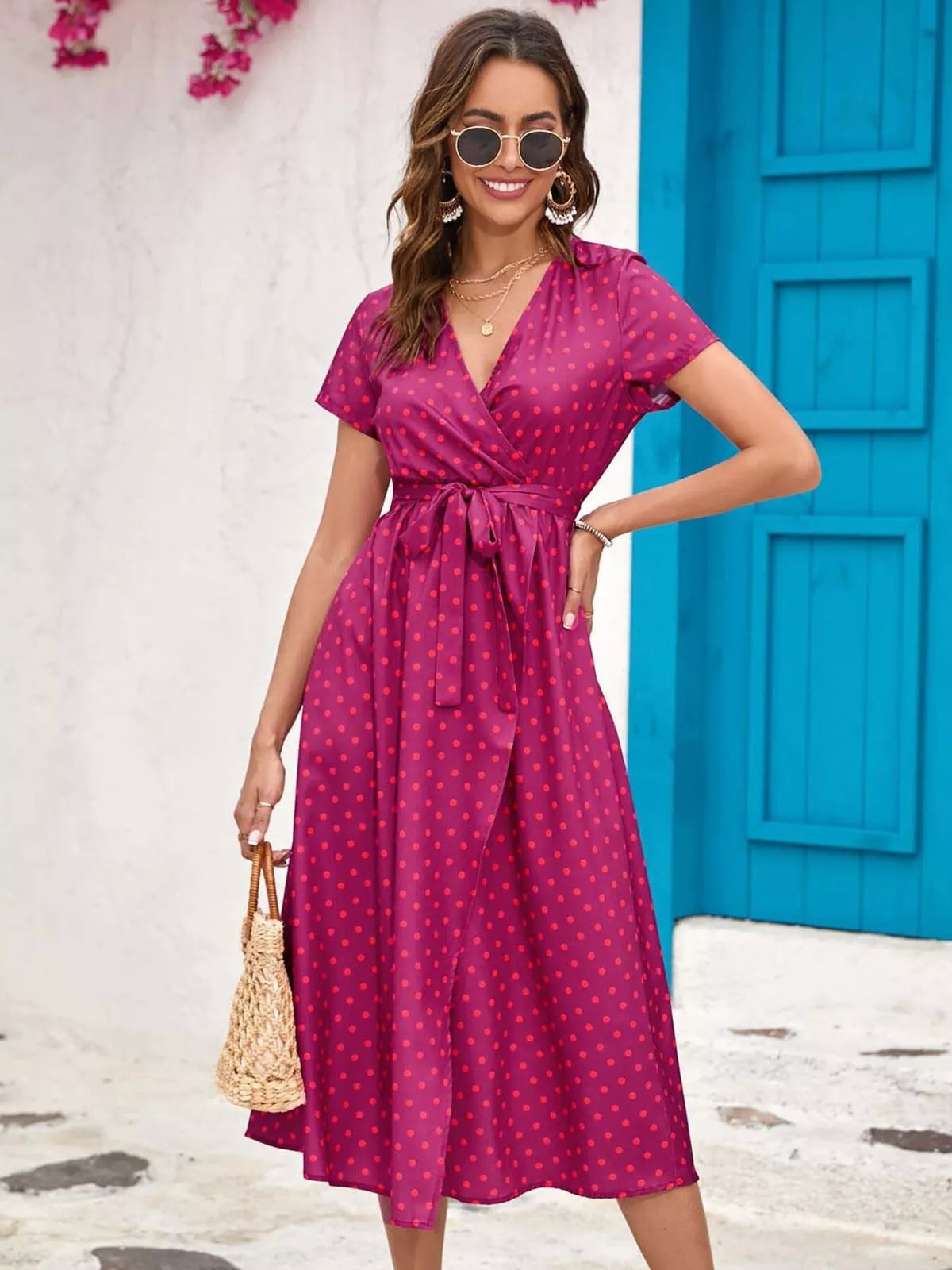 Surplice midi dress