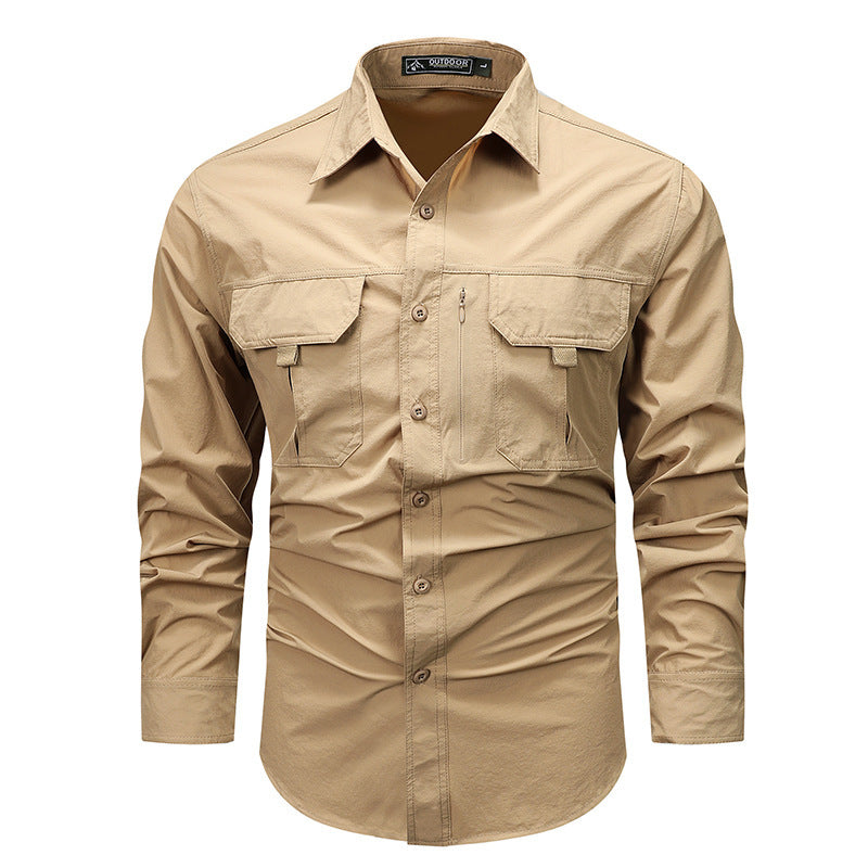 Retro Workwear Shirt Men's Long-sleeved Spring Fashion Brand Casual Overshirt