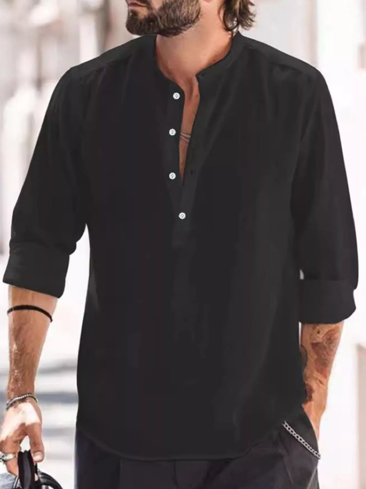 Button detail long sleeve shirt