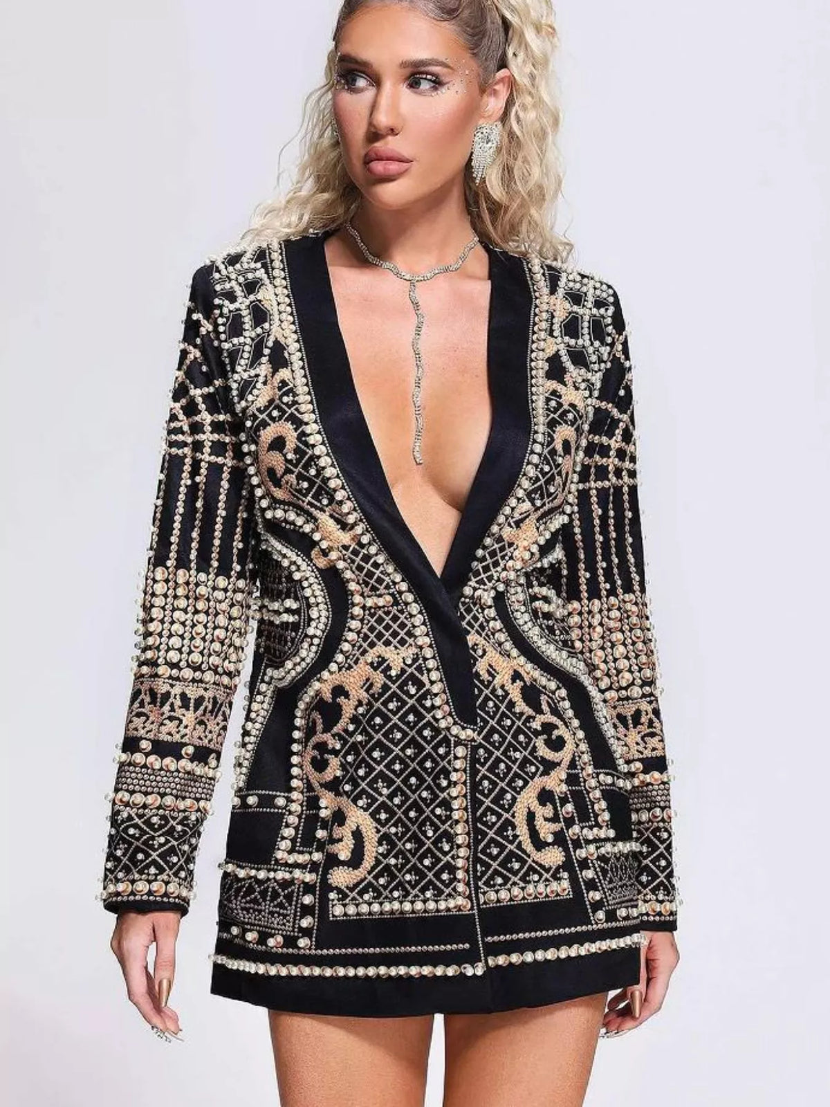 Pearl-button blazer – gold