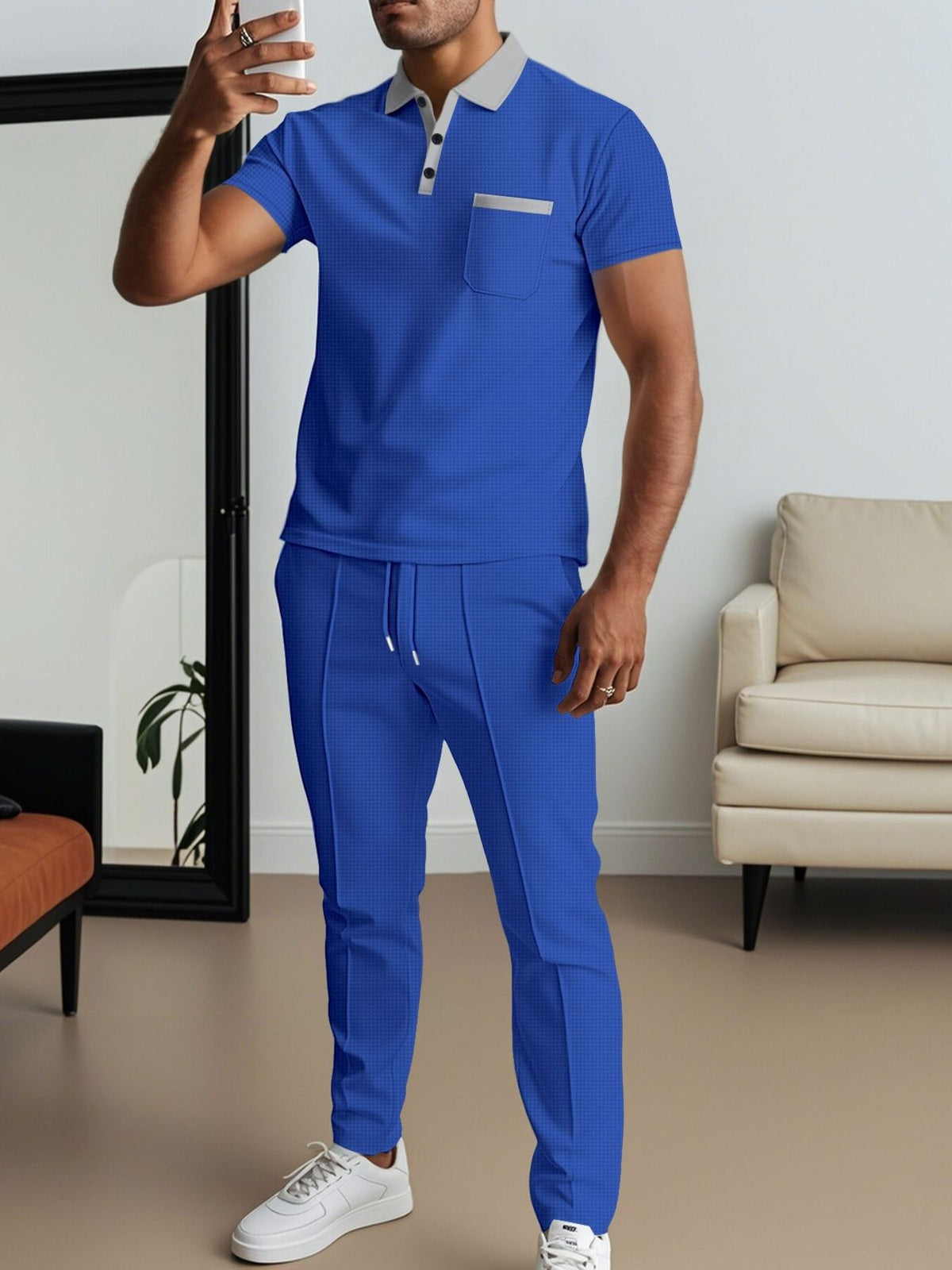 Polo and pants set – blue
