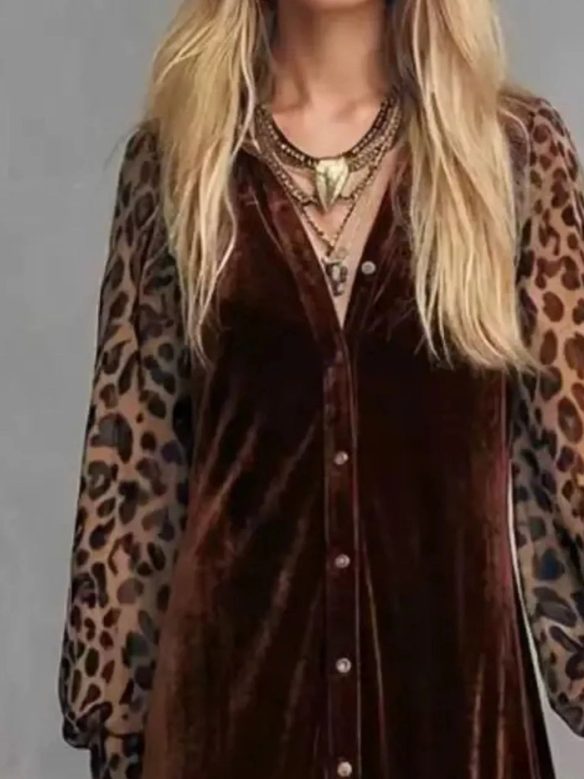 Leopard velvet maxi dress
