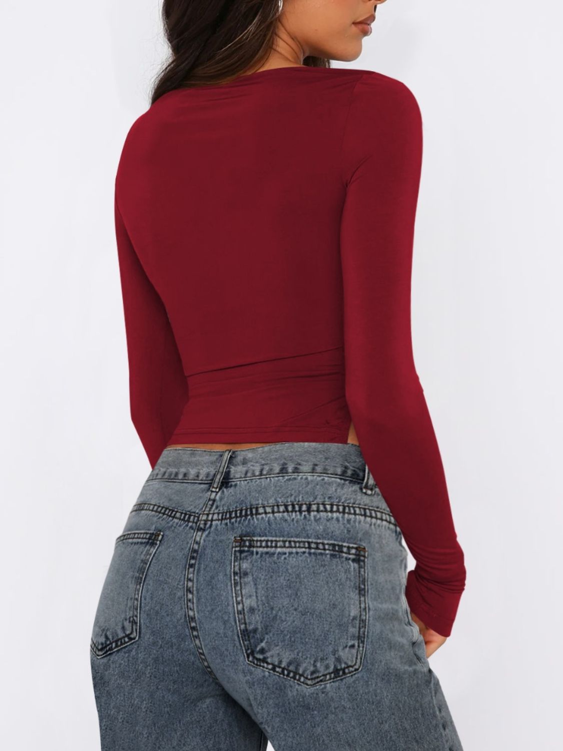 Tie-hem long-sleeve tee