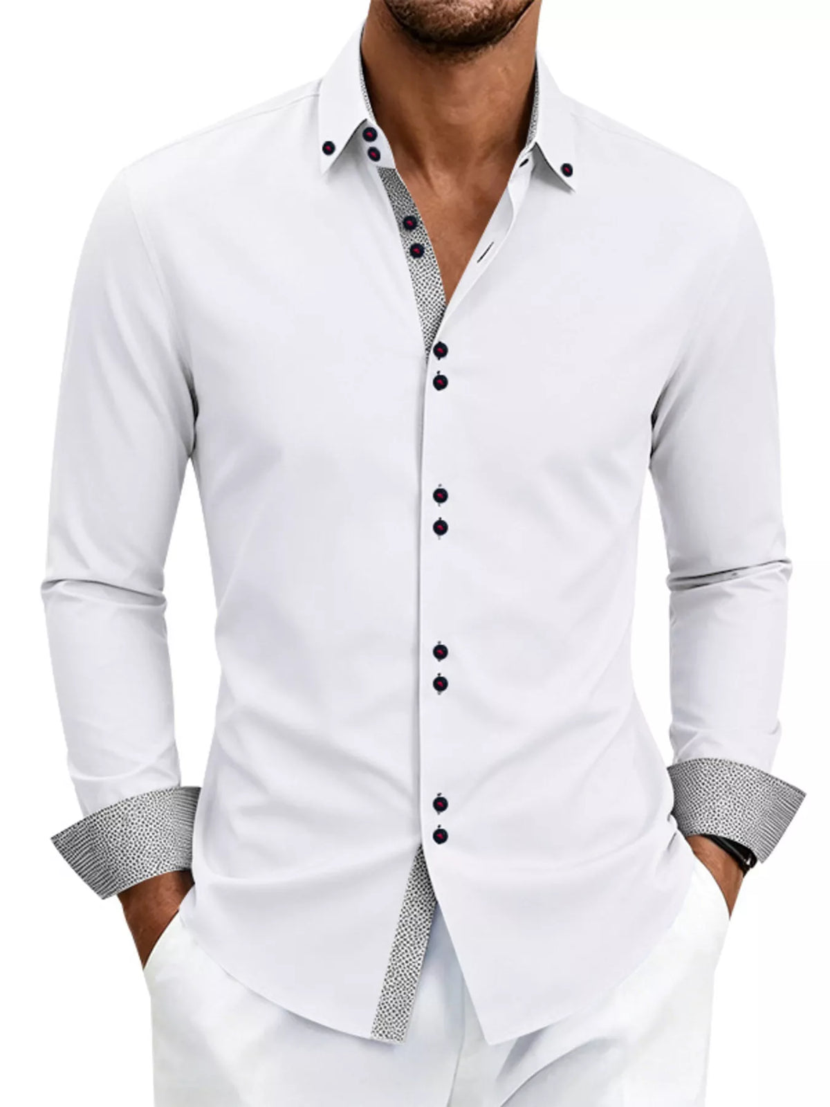 Contrast-trim slim shirt