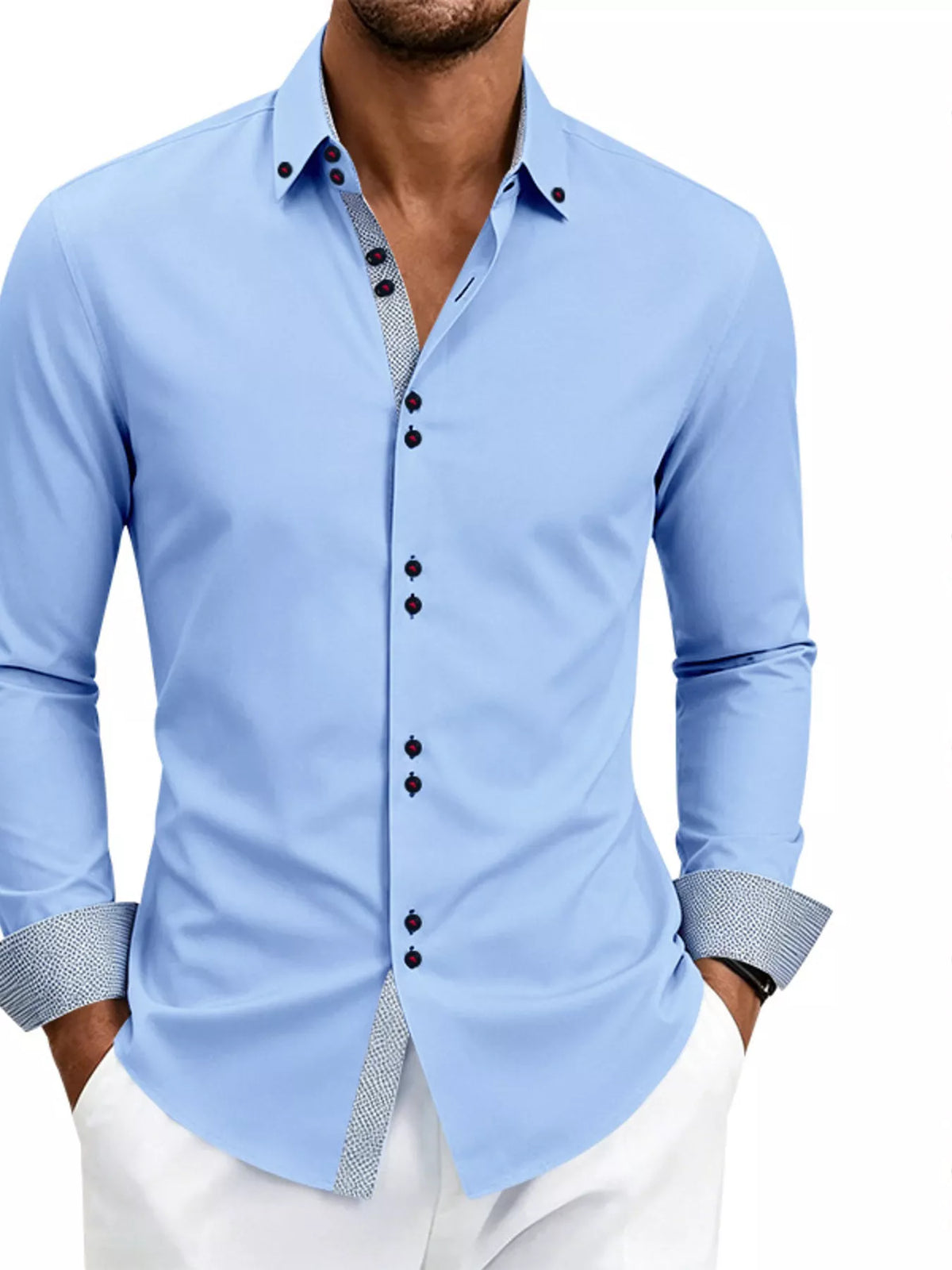 Contrast-trim slim shirt