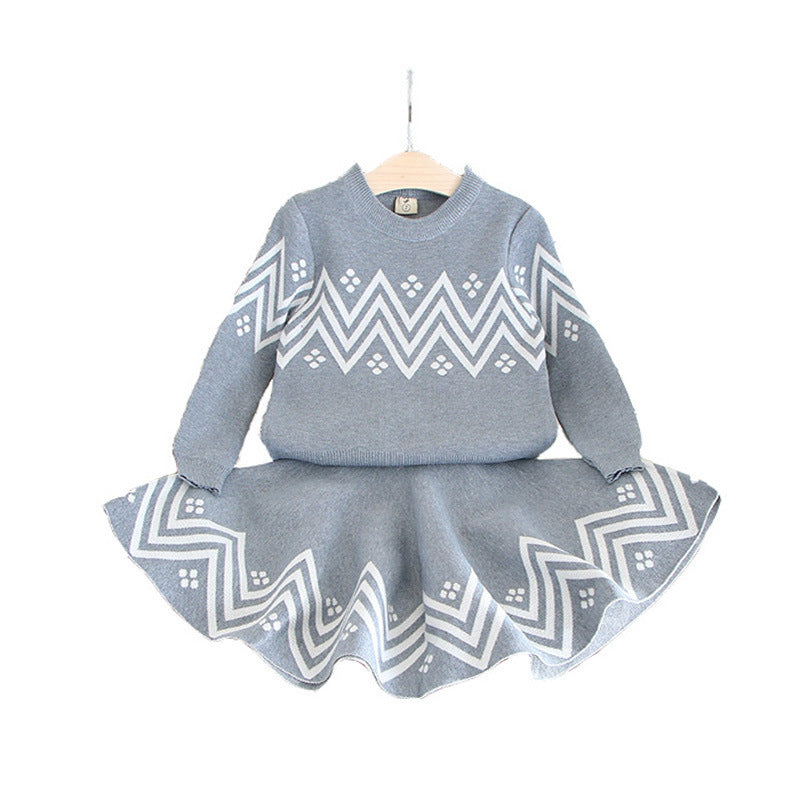 Kids' knit sweater and skirt set