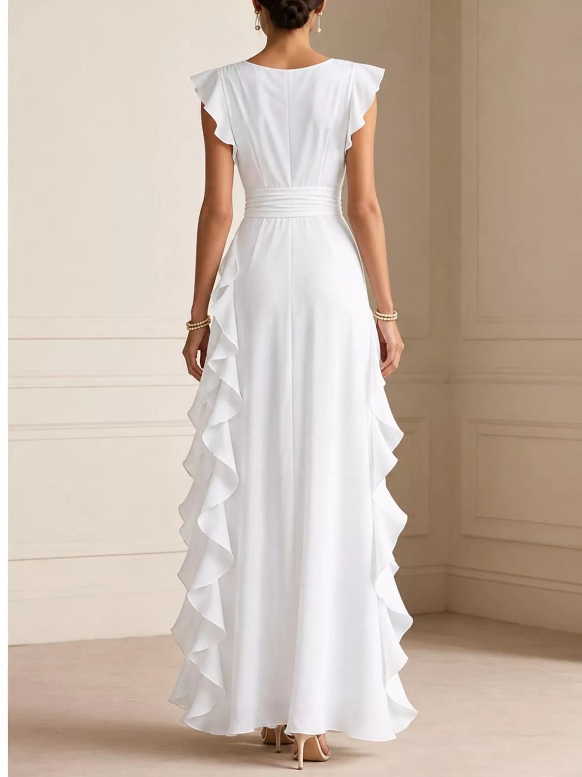 Ruffled surplice sleeveless maxi dress