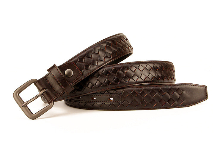 Woven leather belt
