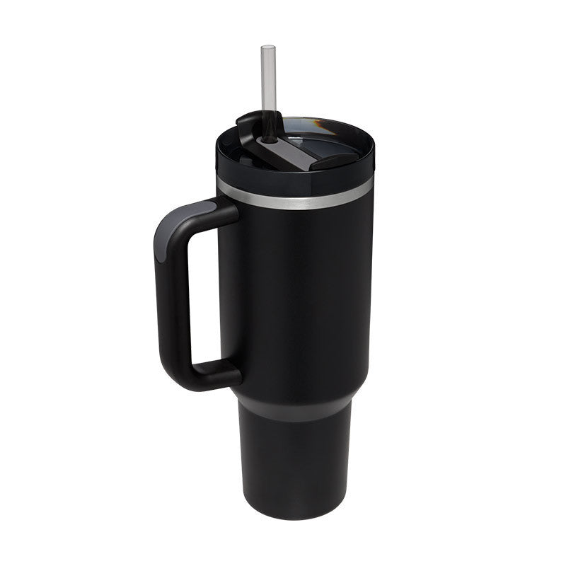Gobelet isotherme de 113 cl avec poignée et paille, en acier inoxydable, anti-fuite, avec couvercle, idéal pour la voiture, la salle de sport, le bureau ou les voyages.