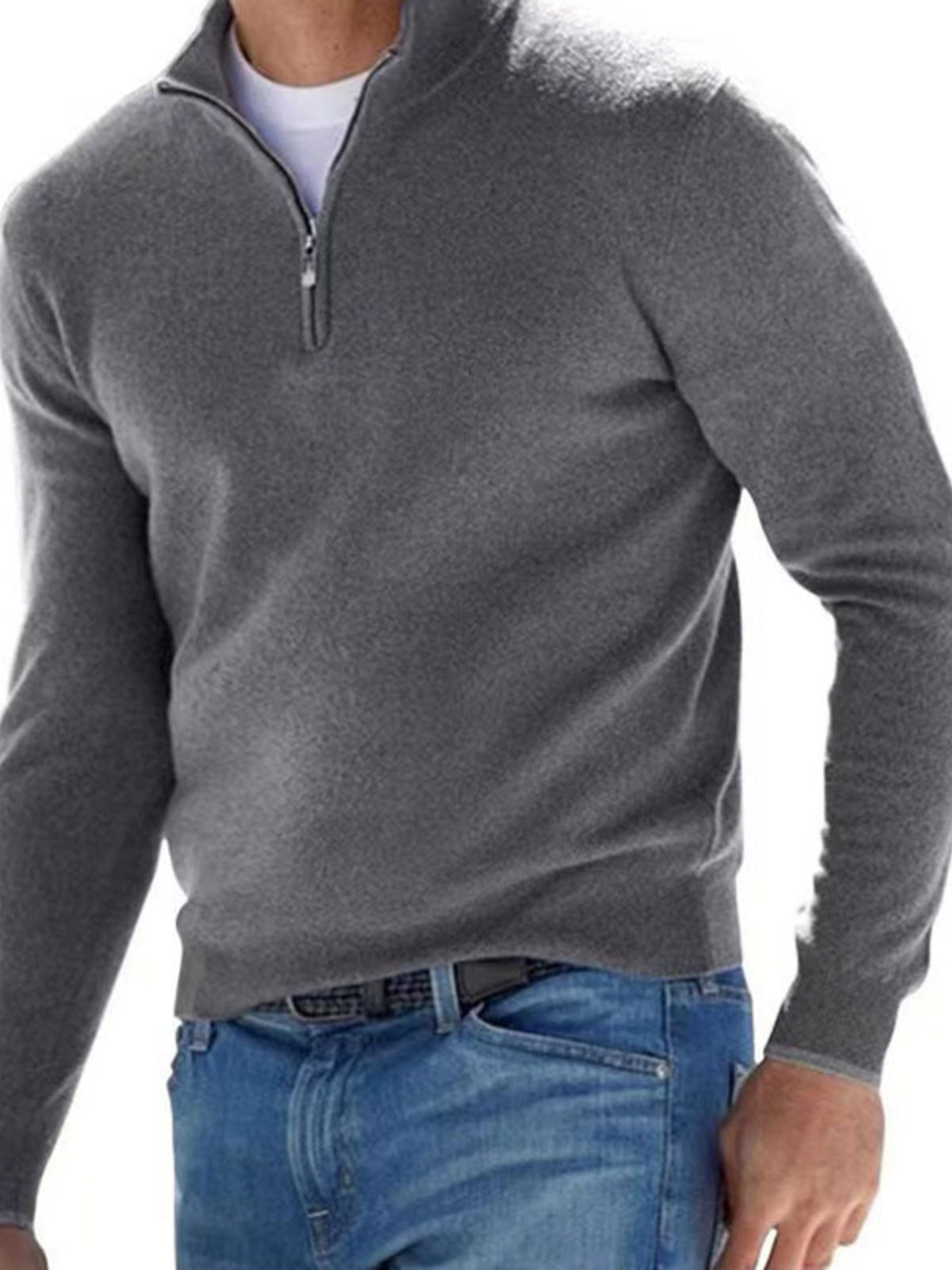 Quarter-zip sweater – grey