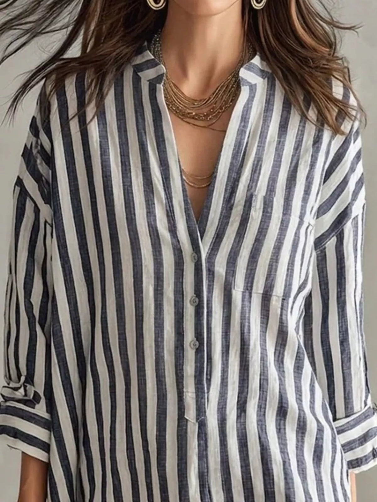 Striped mini shirt dress