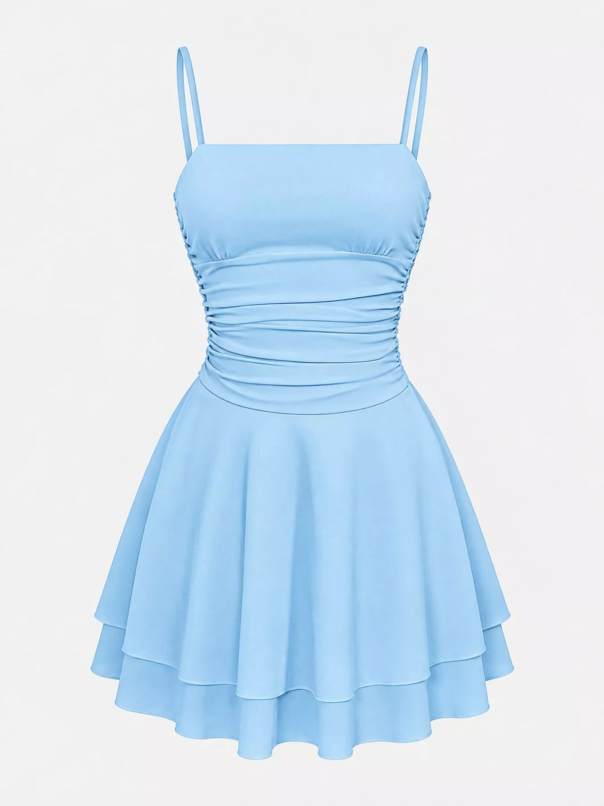 Ruched layered slip dress