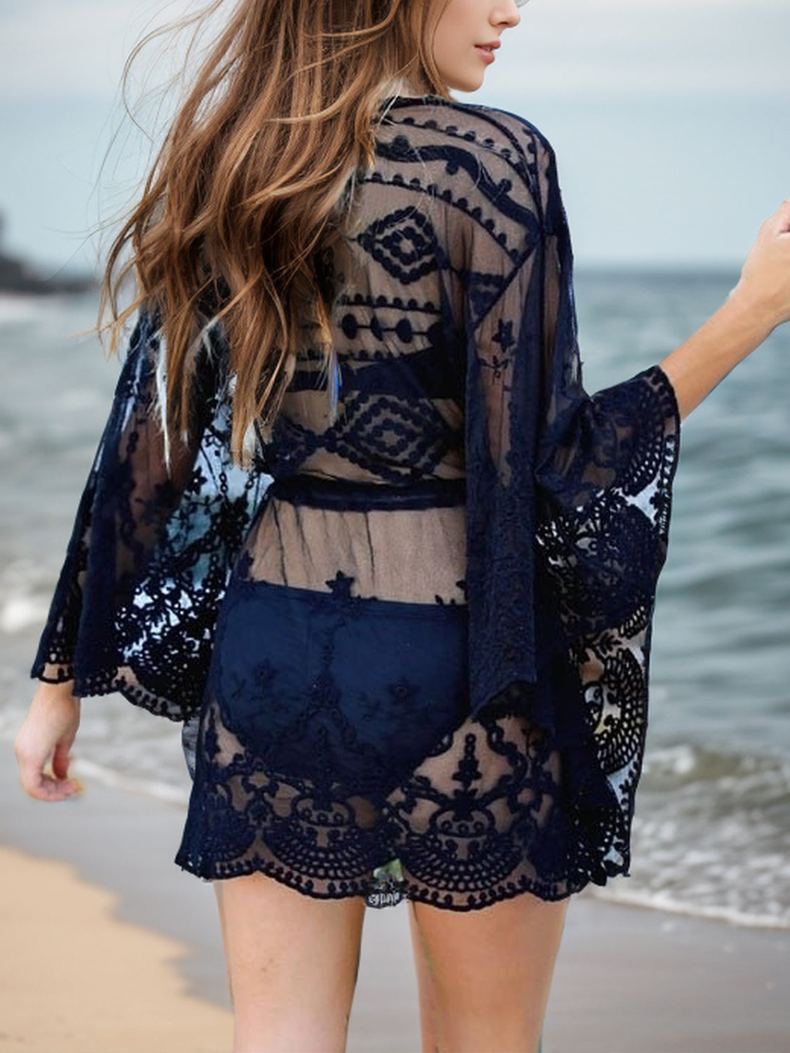 Lace V-neck cover-up