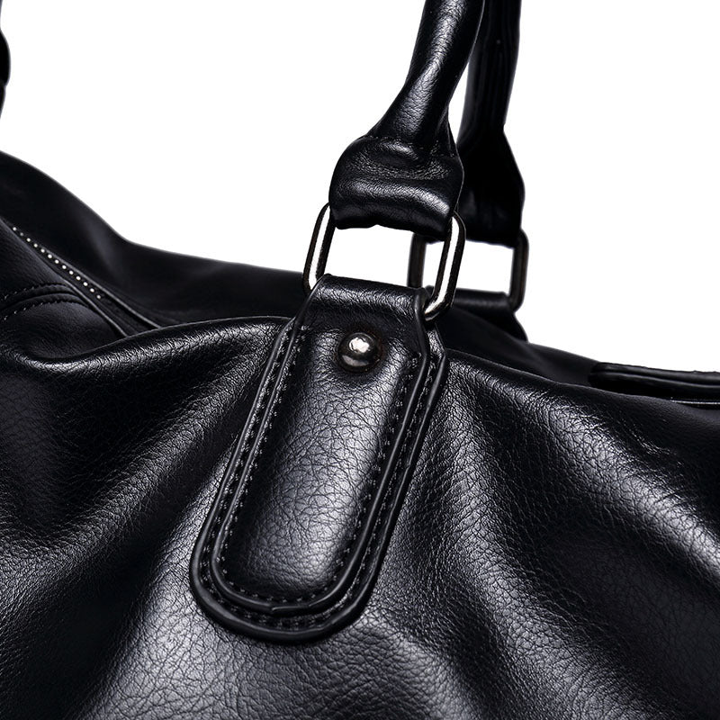 Weekender travel bag, Black, handle detail
