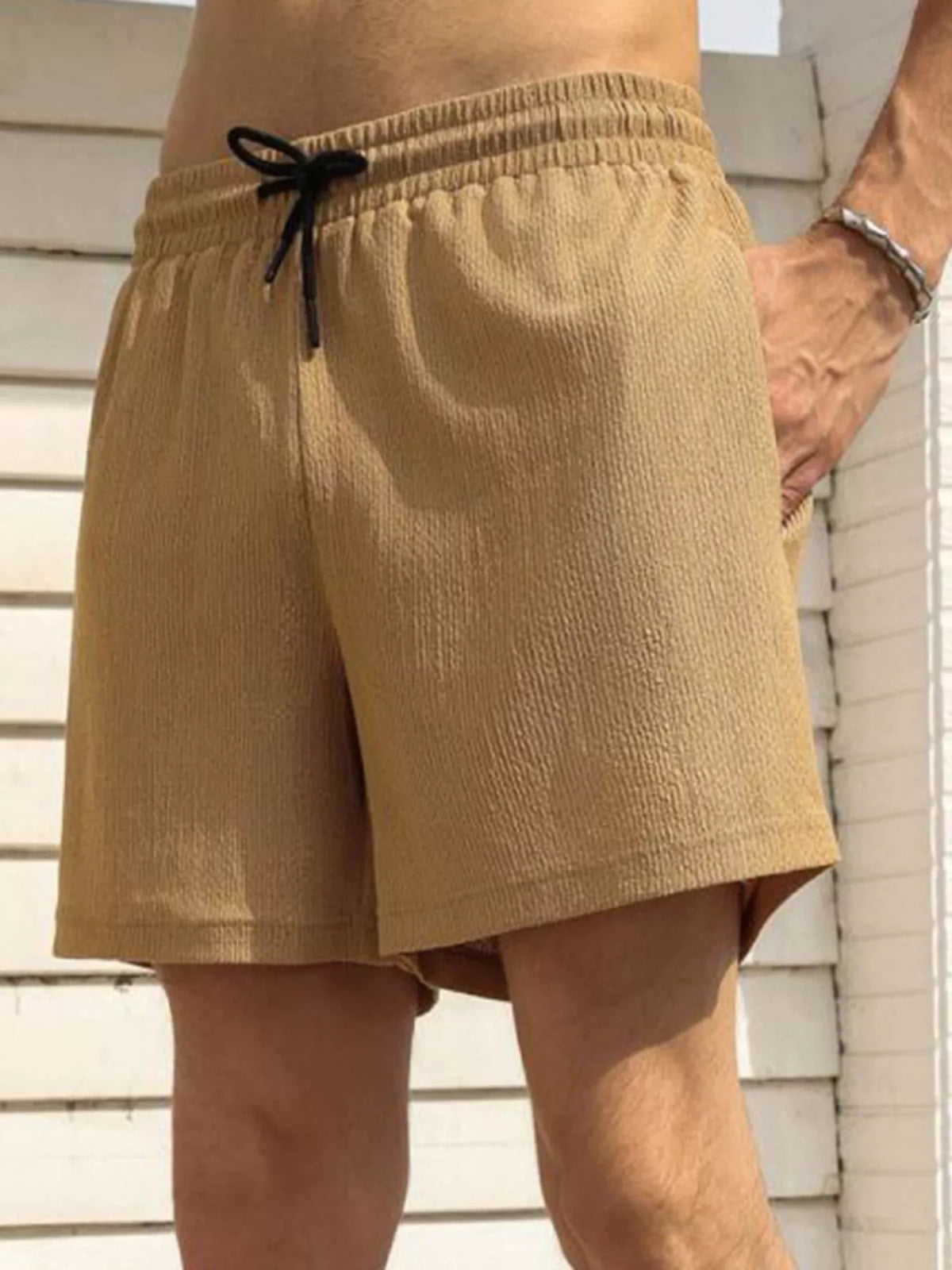 Pocket drawstring shorts – khaki