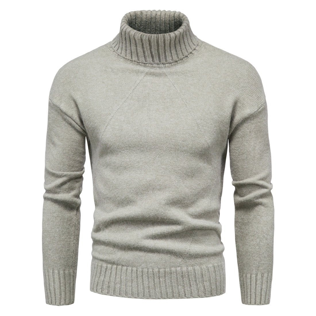 Rib trim turtleneck sweater, Sage, front
