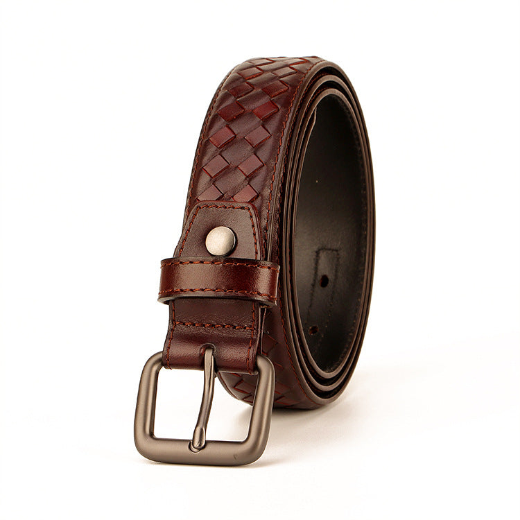 Woven leather belt