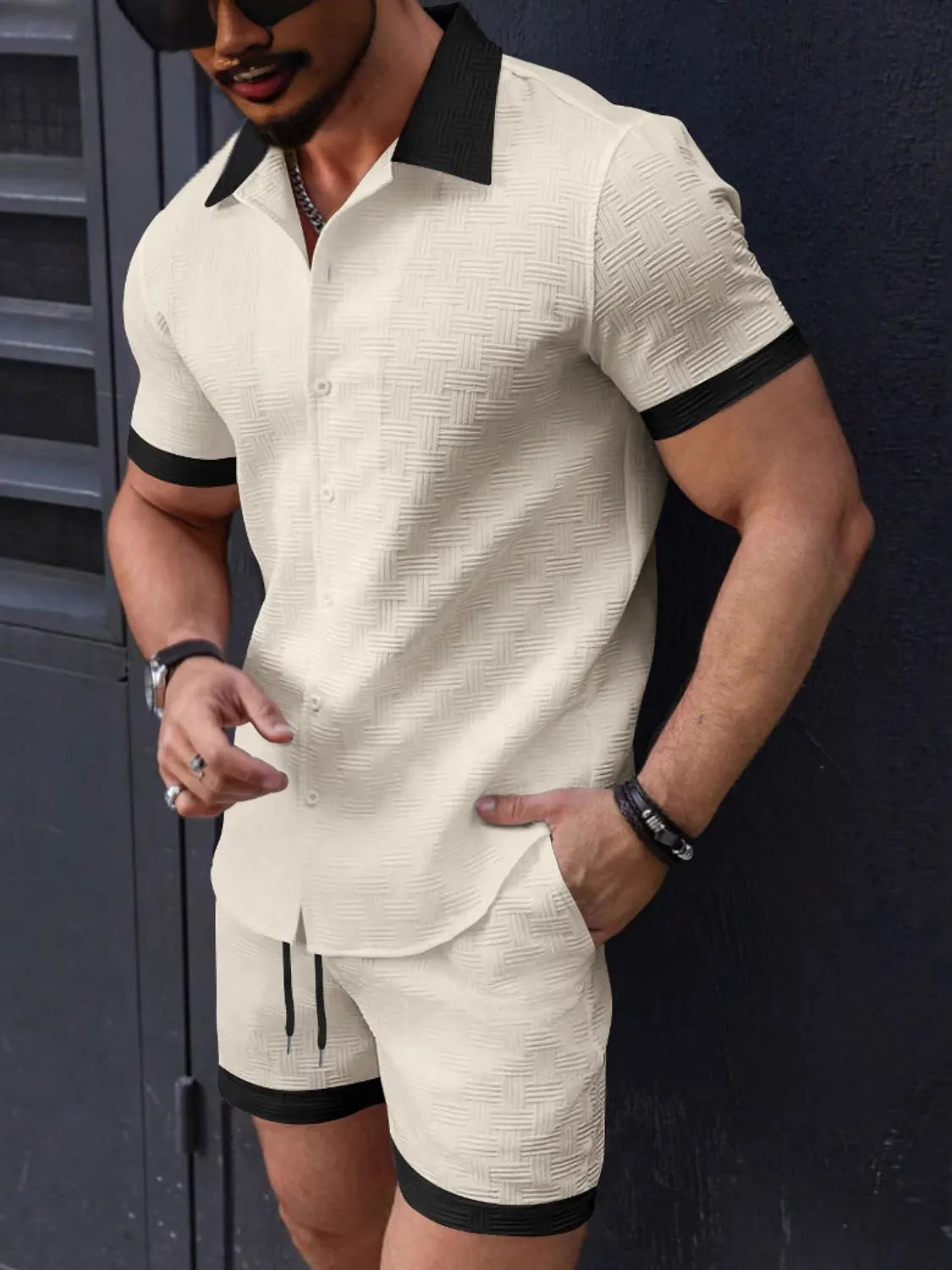 Camp shirt and shorts set – tan
