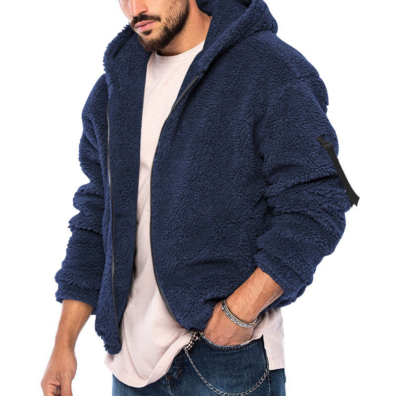 Men's Winter New Double-sided Bejirog Warm Hooded Zipper Casual Jacket Coat