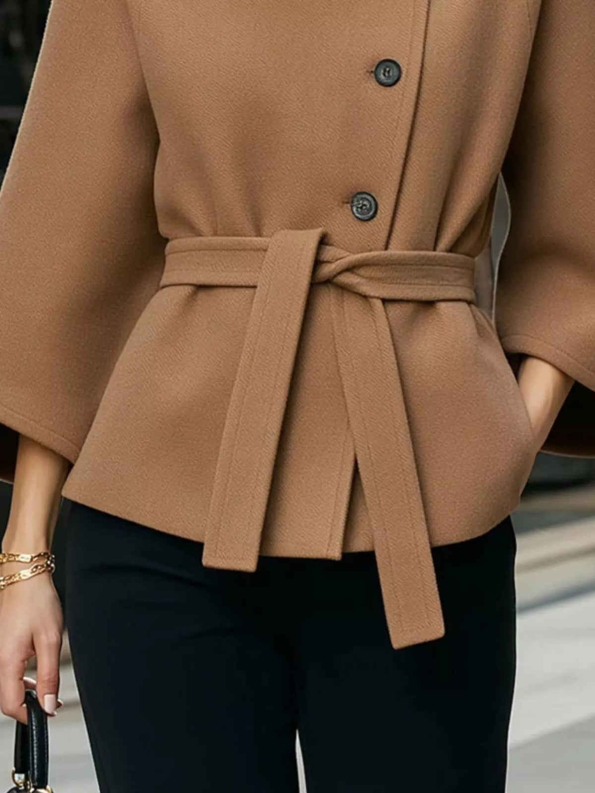 Belted cape coat